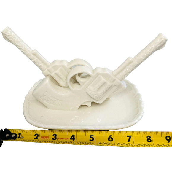 Ceramic Sculpture Jewelry Holder Double Revolver Trinket Dish IMM Living Duello - Picture 13 of 14